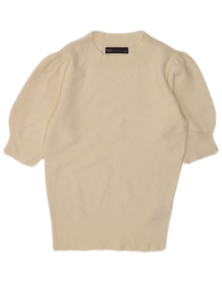 Marks & Spencer Γυναικείο πουλόβερ με λαιμόκοψη UK 8 Small Off White
