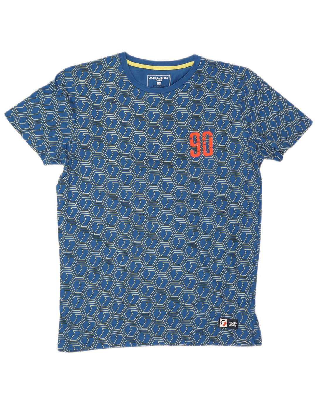 Jack & Jones Ανδρικό γραφικό T-Shirt Top Medium Blue Geometric