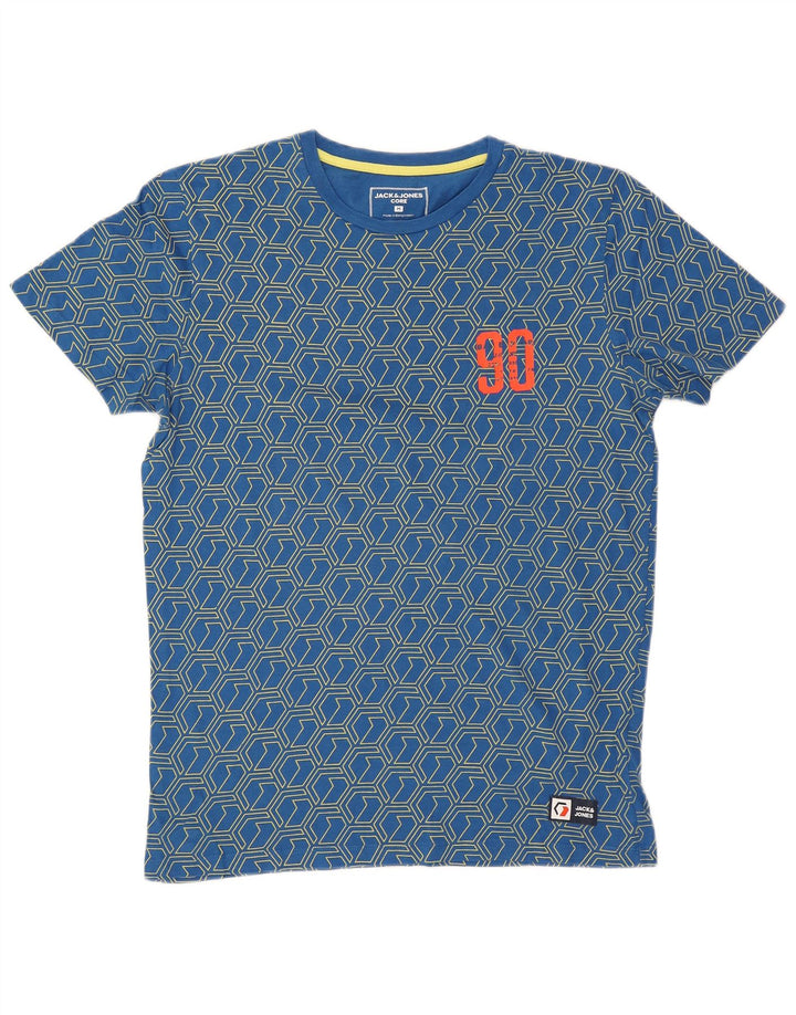 Jack & Jones Ανδρικό γραφικό T-Shirt Top Medium Blue Geometric
