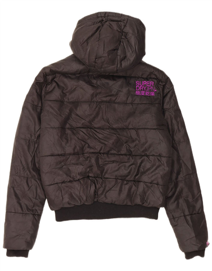 Superdry γυναικείο μπουφάν με κουκούλα UK 40 μεγάλο μαύρο πολυεστέρα