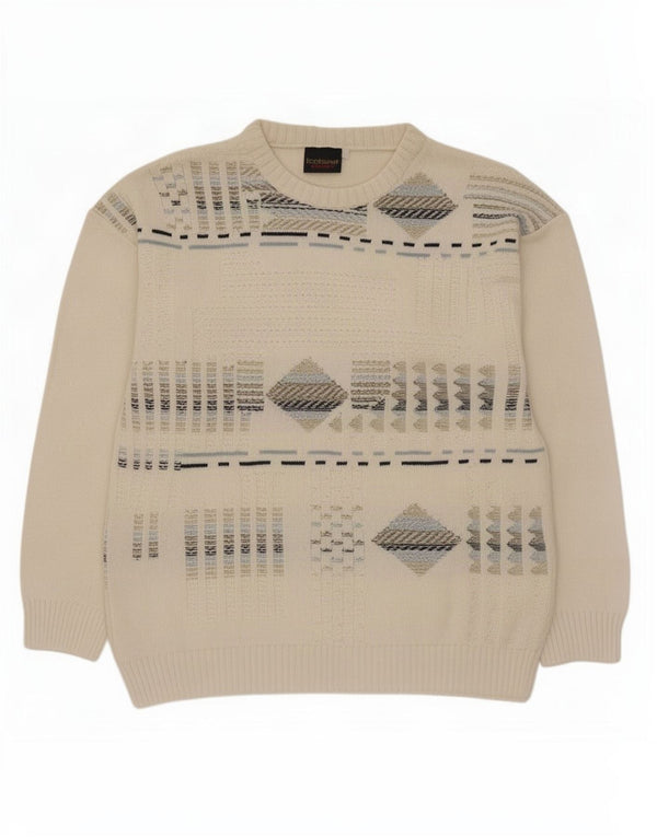 Ανδρικό πουλόβερ Iceland Boat Neck Jumper Medium Off White γεωμετρικό ακρυλικό