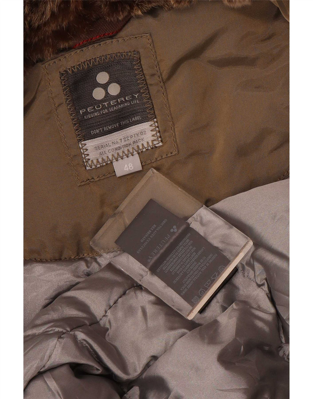 PEUTEREY Γυναικείο παλτό με κουκούλα IT 48 XL Beige Polyamide