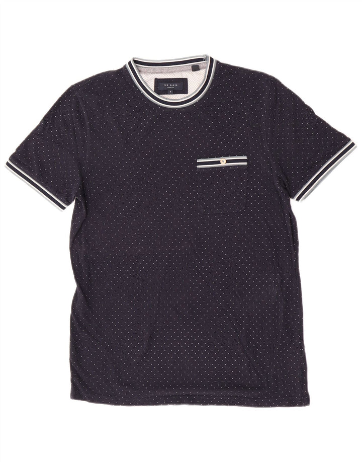 Ανδρικό T-Shirt Ted Baker Top Size 3 Medium Navy Blue Spotted Modal