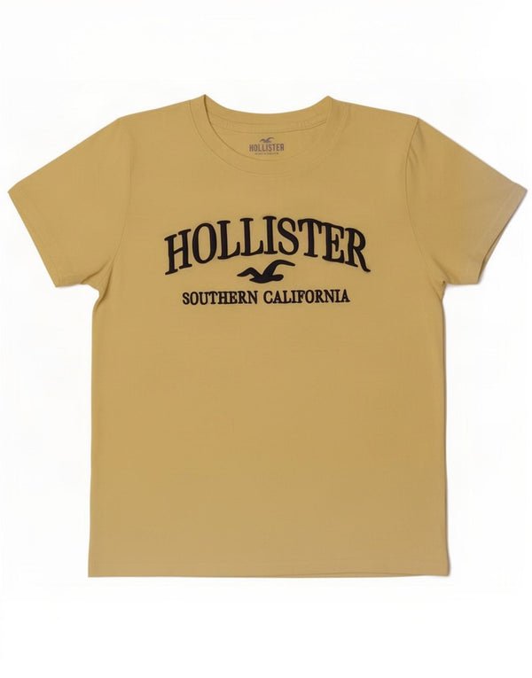 Γυναικείο γραφικό μπλουζάκι Hollister Top UK 10 Small κίτρινο βαμβακερό