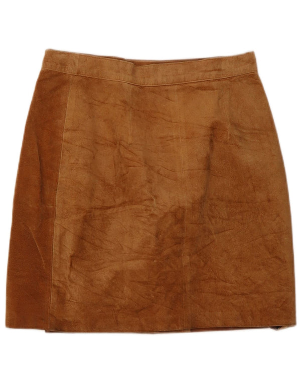 Vintage Γυναικεία Suede Wrap Φούστα IT 44 Medium W28 Καφέ Δερμάτινο