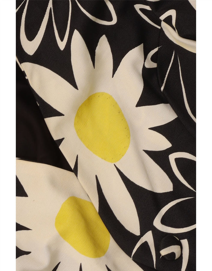 Vintage γυναικείο σακάκι 2 κουμπιών UK 14 Medium Black Floral