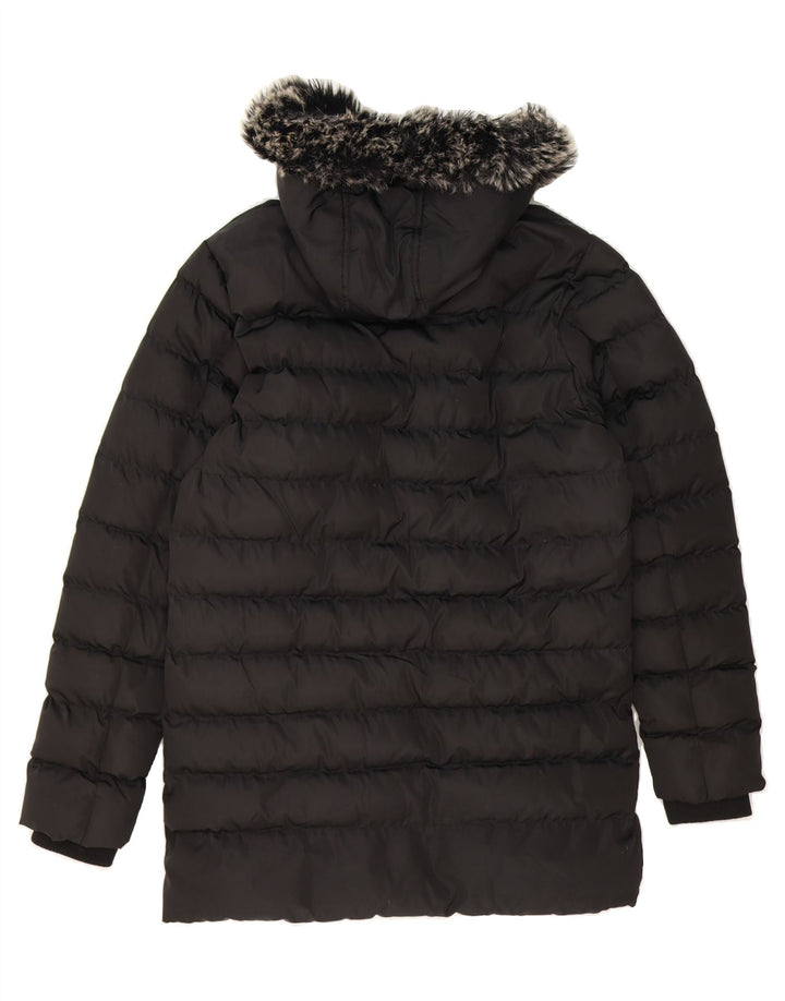 KANGOL Womens Hooded Padded Coat UK 16 Large Black Polyester Vintage Kangol and Second-Hand Kangol from Messina Hembry 