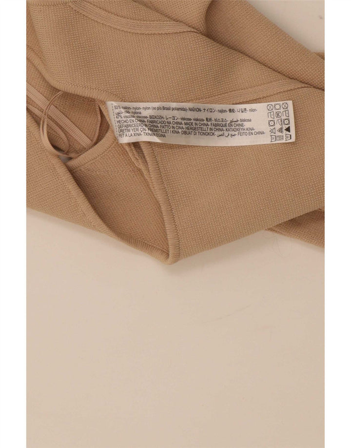 Zara Γυναικείο Αμάνικο Crop Top UK 8 Small Beige Nylon
