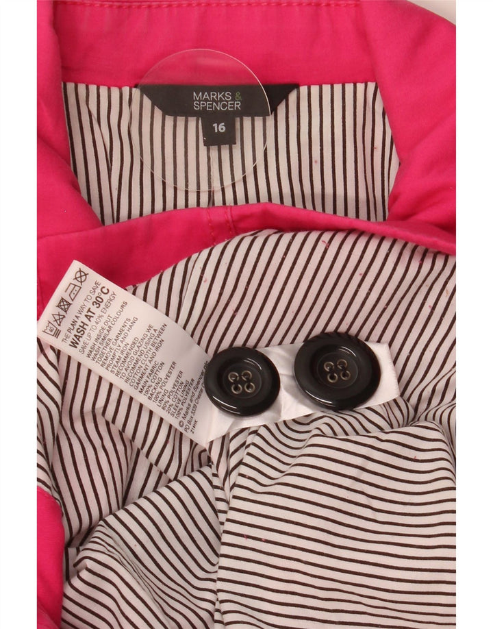 Marks & Spencer Γυναικείο παλτό μπιζελιού UK 16 μεγάλο ροζ βαμβακερό