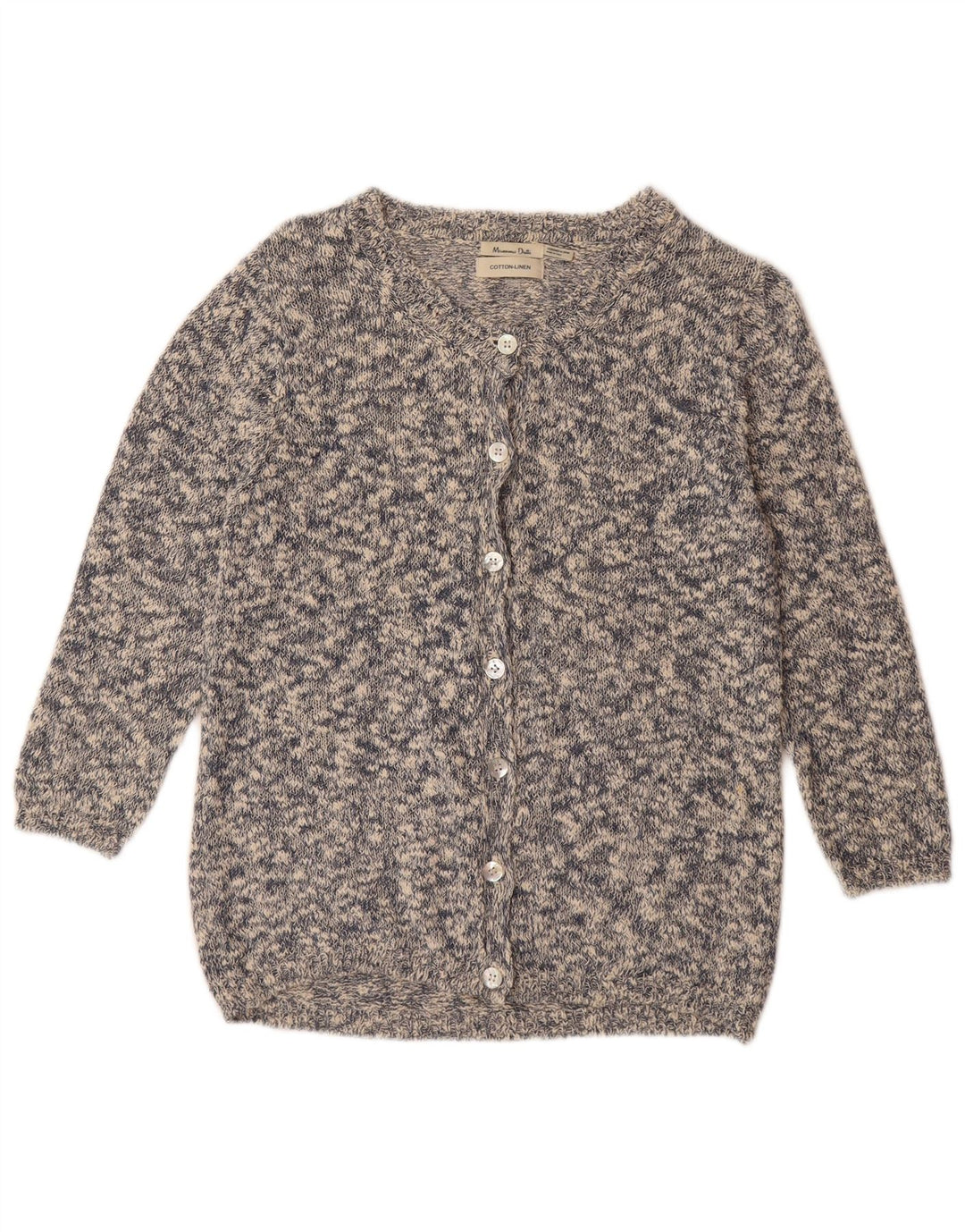 MASSIMO DUTTI Γυναικείο πουλόβερ ζακέτα UK 12 μεσαίου γκρι βαμβακερό