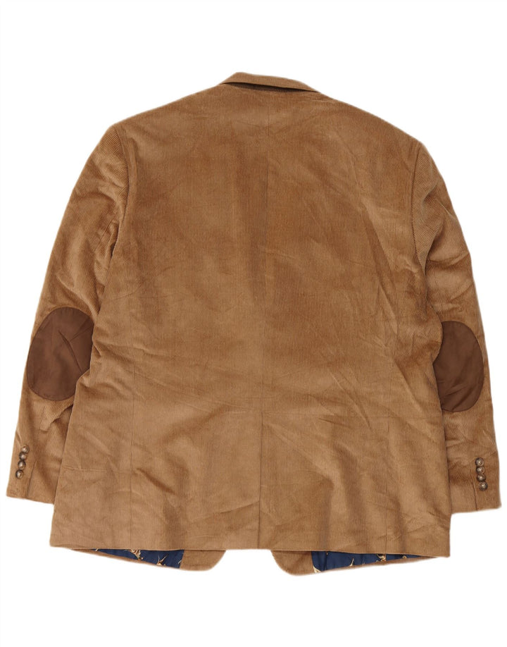 CHAPS Ανδρικό κοτλέ με 2 κουμπιά σακάκι UK 48 4XL καφέ βαμβακερό