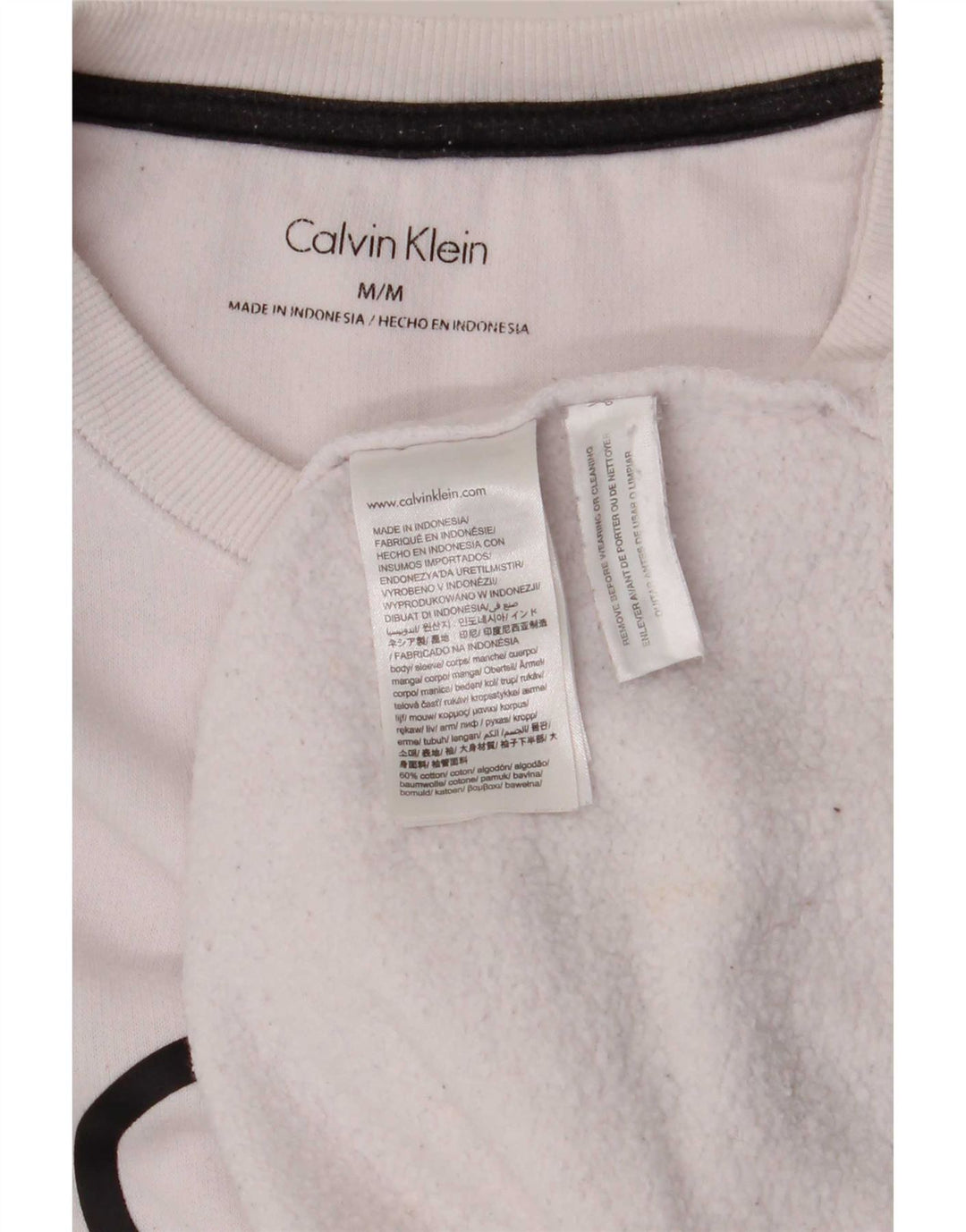 Ανδρικό γραφικό φούτερ Calvin Klein, μεσαίο λευκό βαμβακερό