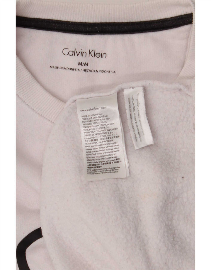 Ανδρικό γραφικό φούτερ Calvin Klein, μεσαίο λευκό βαμβακερό