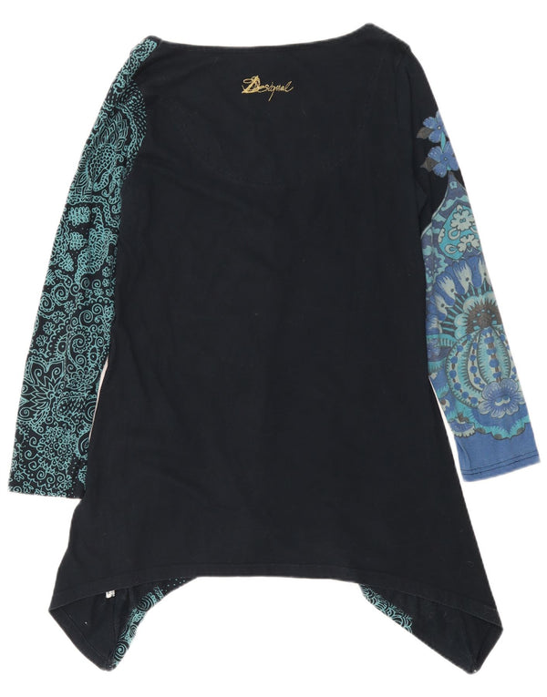Γυναικείο Desigual Graphic Asymmetric Tunic Top UK 12 Medium Black Floral