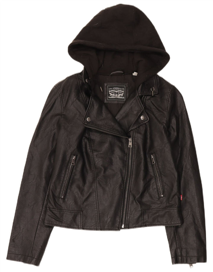 Levi's γυναικείο μπουφάν Biker UK 12 με κουκούλα από συνθετικό δέρμα