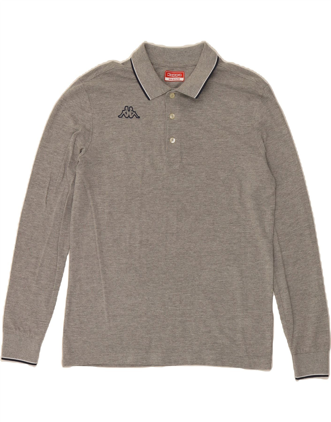KAPPA Mens Long Sleeve Polo Shirt Medium Grey Cotton Vintage Kappa and Second-Hand Kappa from Messina Hembry 