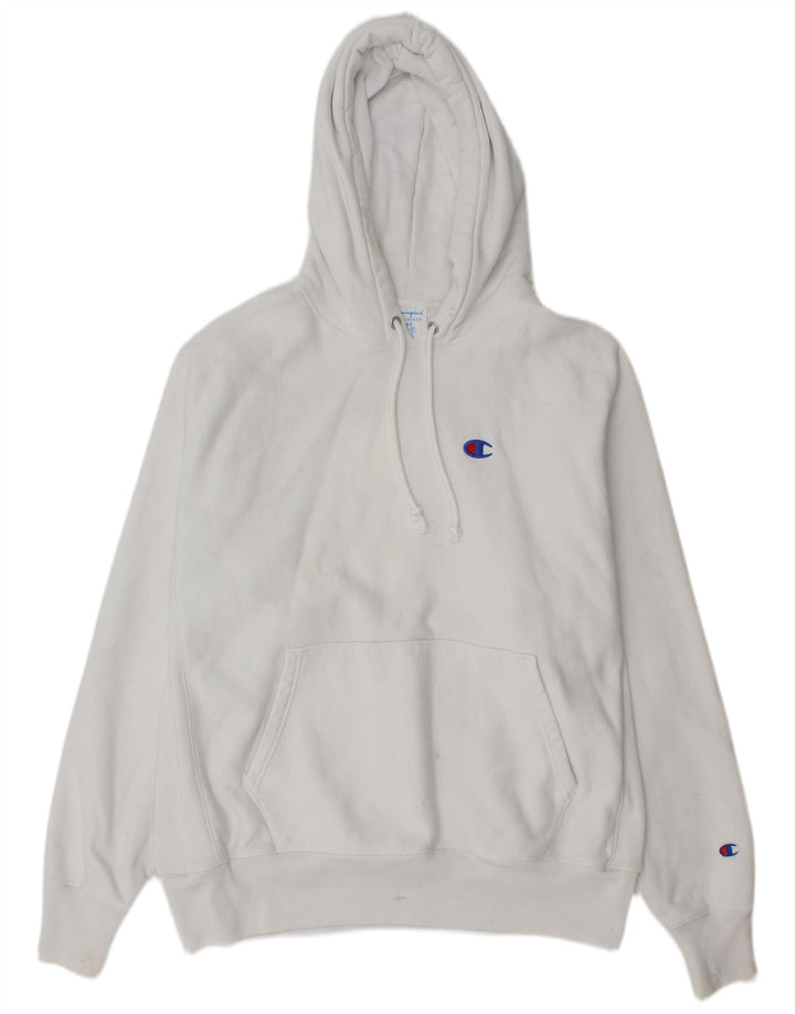 Champion Mens Hoodie Jumper Μεγάλο λευκό βαμβακερό