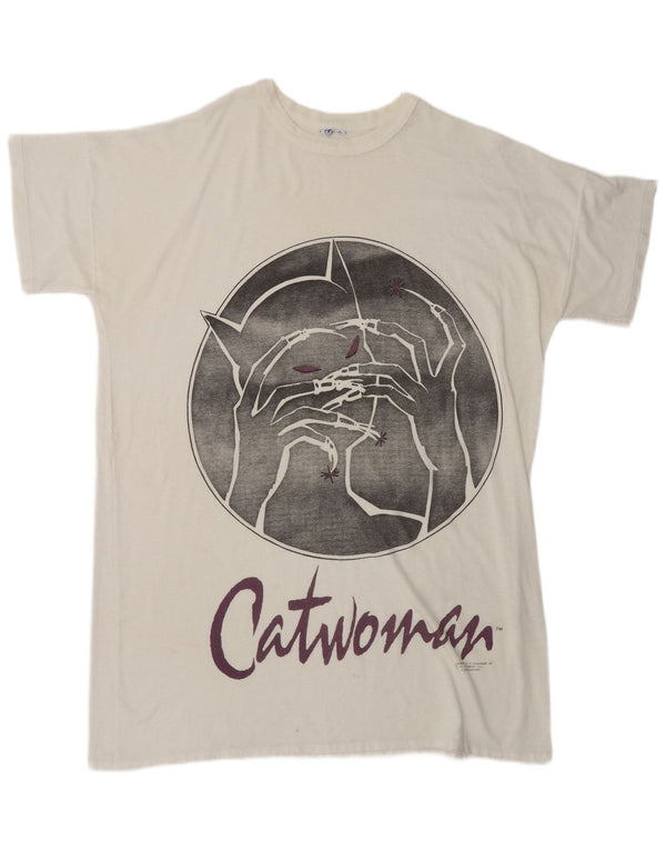Vintage Ανδρικά 1991 DC Comics Catwoman Graphic T-shirt Top Large White