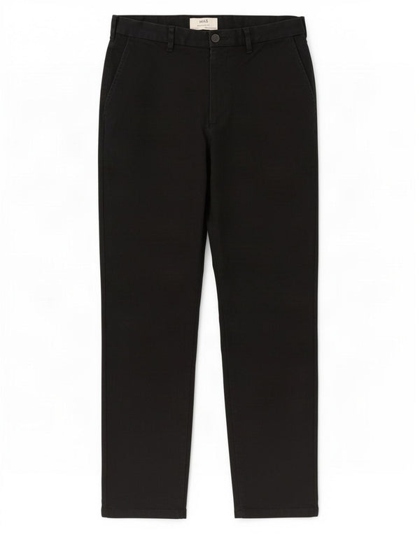 Marks & Spencer Ανδρικό παντελόνι Chino με κανονική εφαρμογή W32 L31 μαύρο βαμβακερό