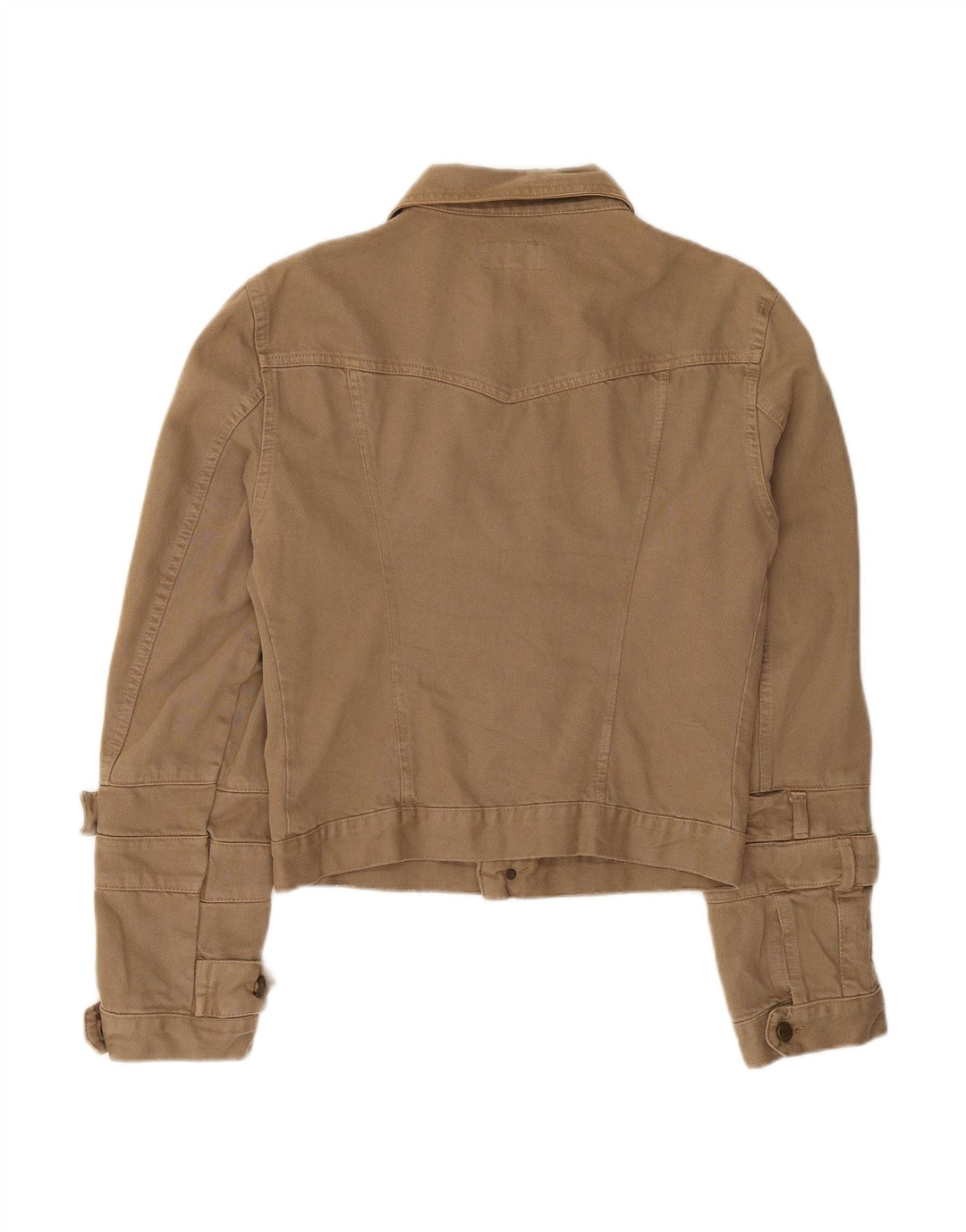 PATRIZIA PEPE Womens Crop Denim Jacket IT 44 Medium Beige