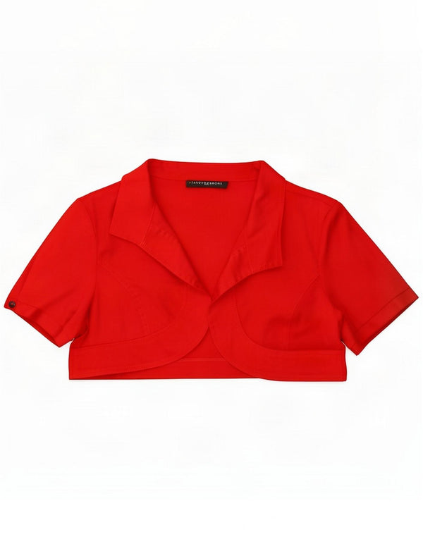 Sandro Ferrone Γυναικείο κοντό μανίκι Bolero Top UK 18 XL Red Cotton