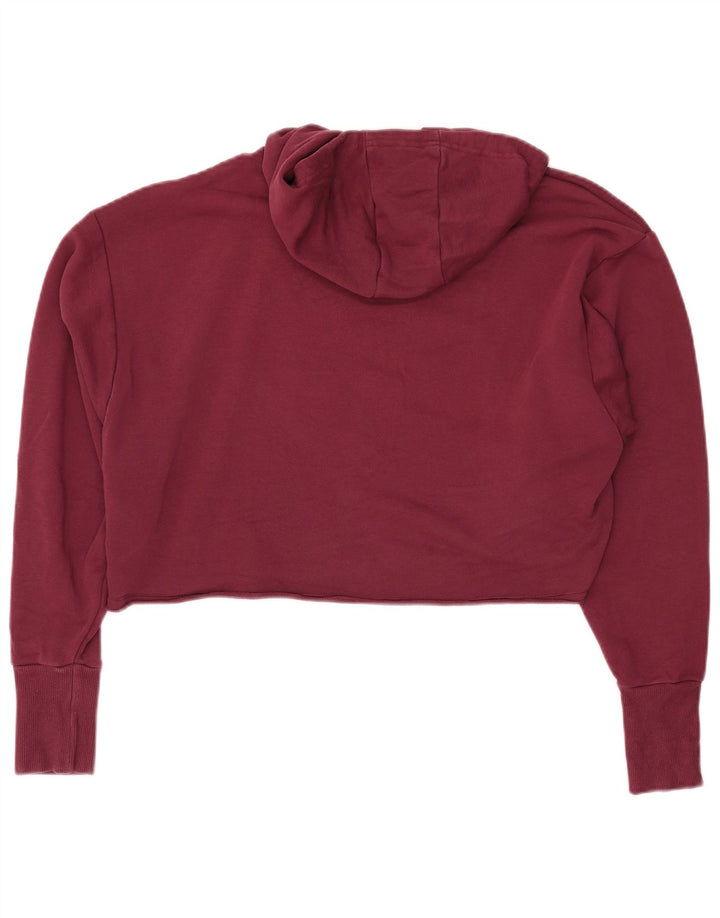 Γυναικεία ADIDAS Oversized Crop Graphic Hoodie Jumper UK 8/10 Small Burgundy