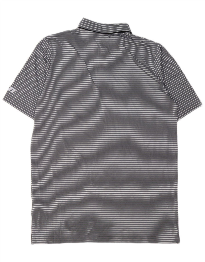 RUSSELL ATHLETIC Ανδρικό μπλουζάκι πόλο UK 38/40 Μεσαίο γκρι ριγέ πολυεστέρα