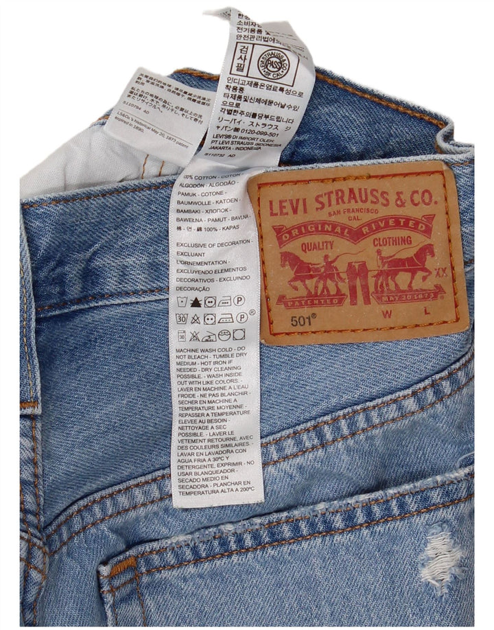 LEVI'S Womens 501 Distressed τζιν σορτς W27 μικρό μπλε βαμβακερό