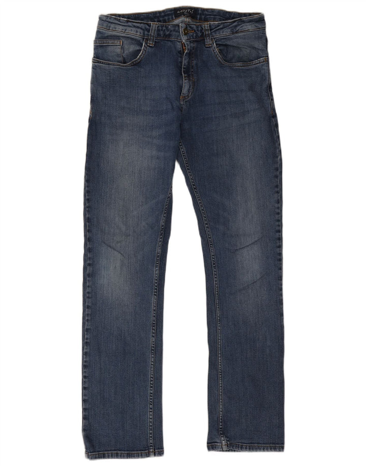 Weird Fish Mens Straight Jeans W32 L30 Blue Cotton