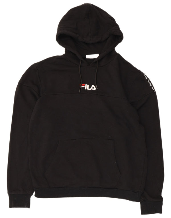 Fila Mens Graphic Hoodie Jumper Large Black Cotton