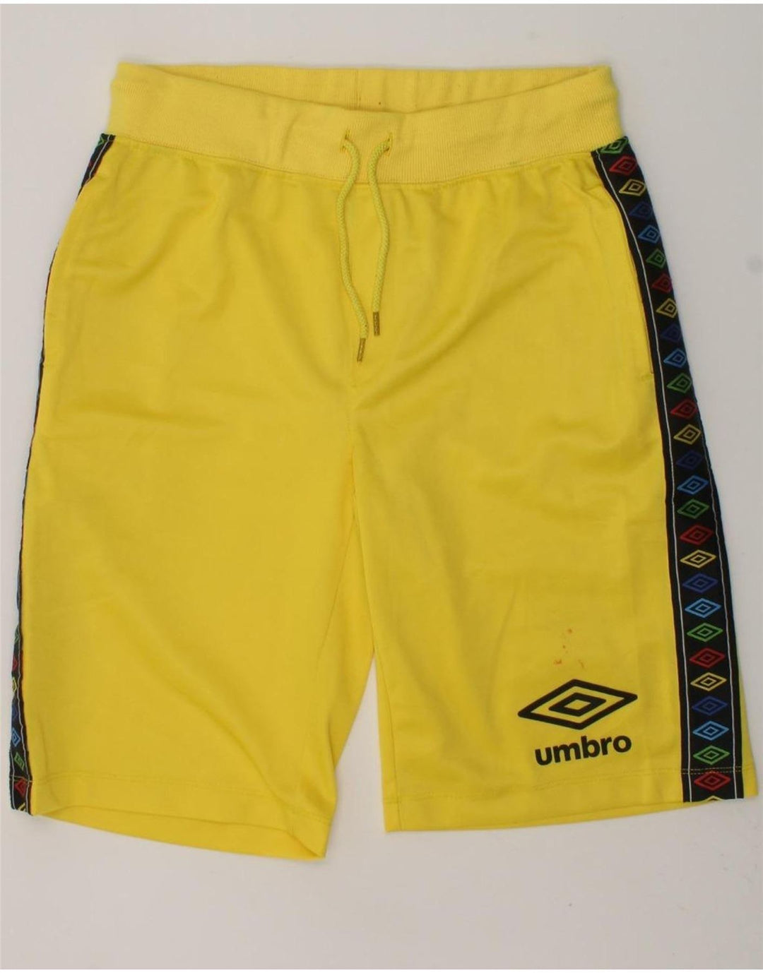 UMBRO Boys Graphic Sport Shorts 11-12 Years Large  Yellow Polyester | Vintage Umbro | Thrift | Second-Hand Umbro | Used Clothing | Messina Hembry 