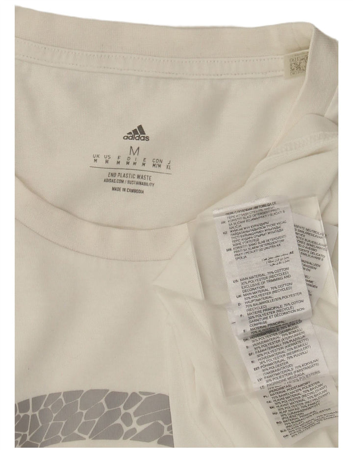 Ανδρικό γραφικό T-Shirt Adidas Top από μεσαίο λευκό βαμβακερό