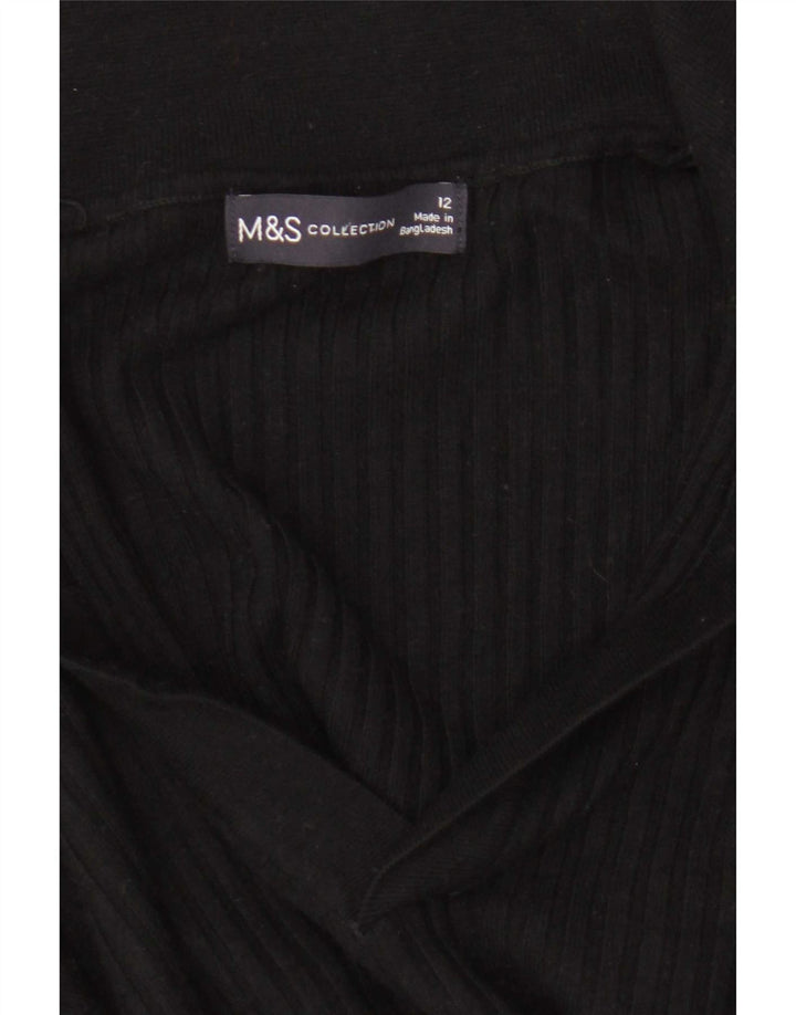 Marks & Spencer Γυναικείο πουλόβερ Crop Polo Neck Jumper UK 12 Medium Black