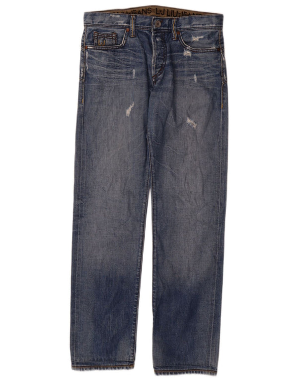 Liu Jo Mens Distressed Straight Jeans W32 L34 Μπλε βαμβακερό