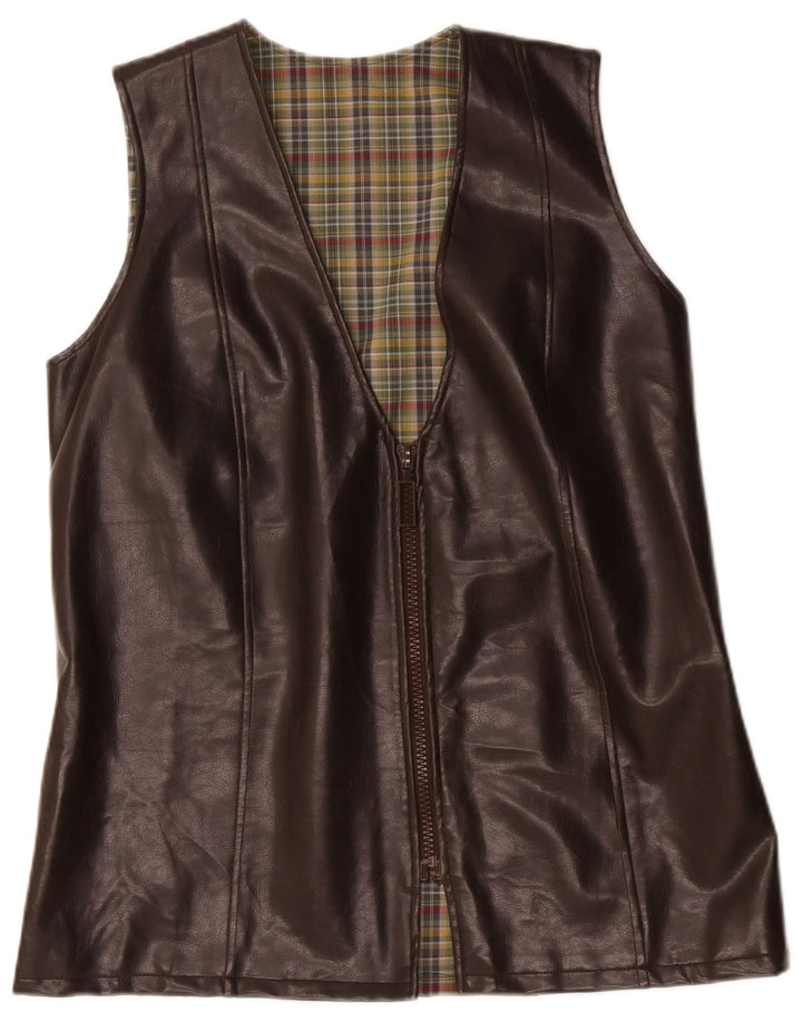 Vintage Ανδρικό Δερμάτινο Gilet UK 38 Μεσαίου καφέ Δέρμα