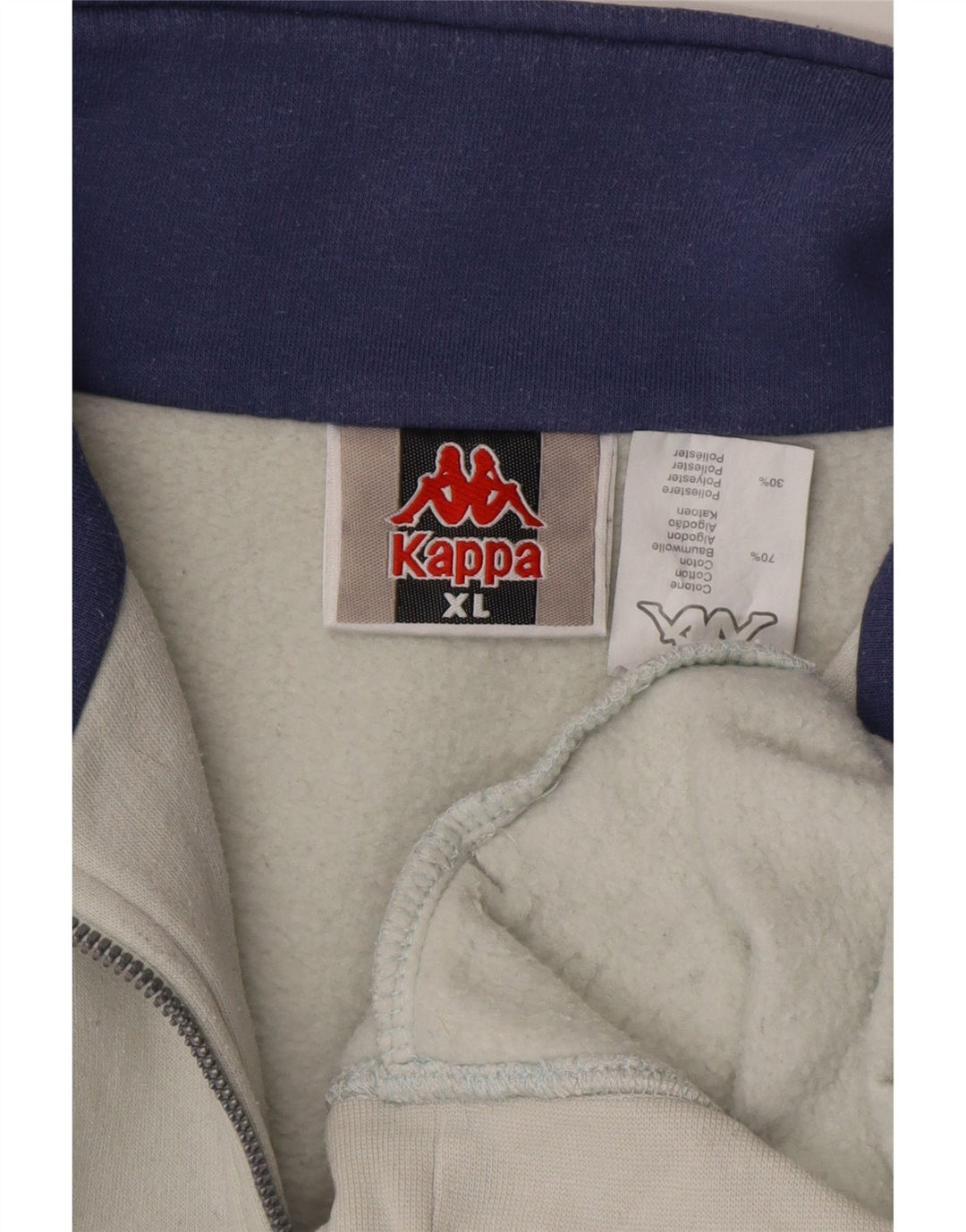 Ανδρικό φούτερ Kappa με φερμουάρ Jumper XL από λευκό βαμβακερό