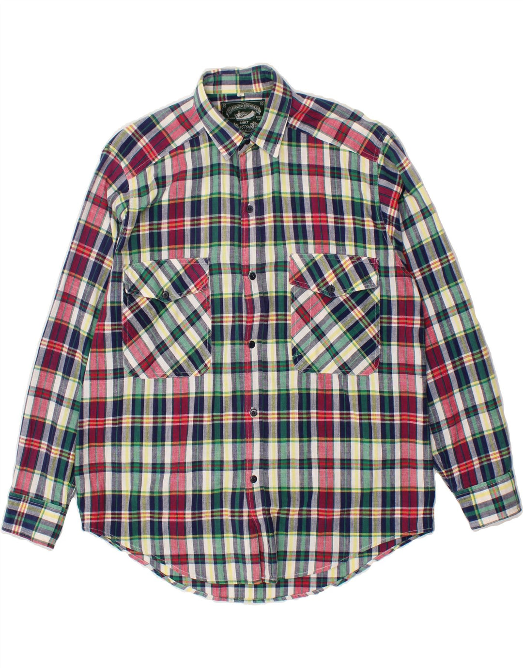 VINTAGE Mens Shirt Large Multicoloured Check Cotton Vintage Vintage and Second-Hand Vintage from Messina Hembry 