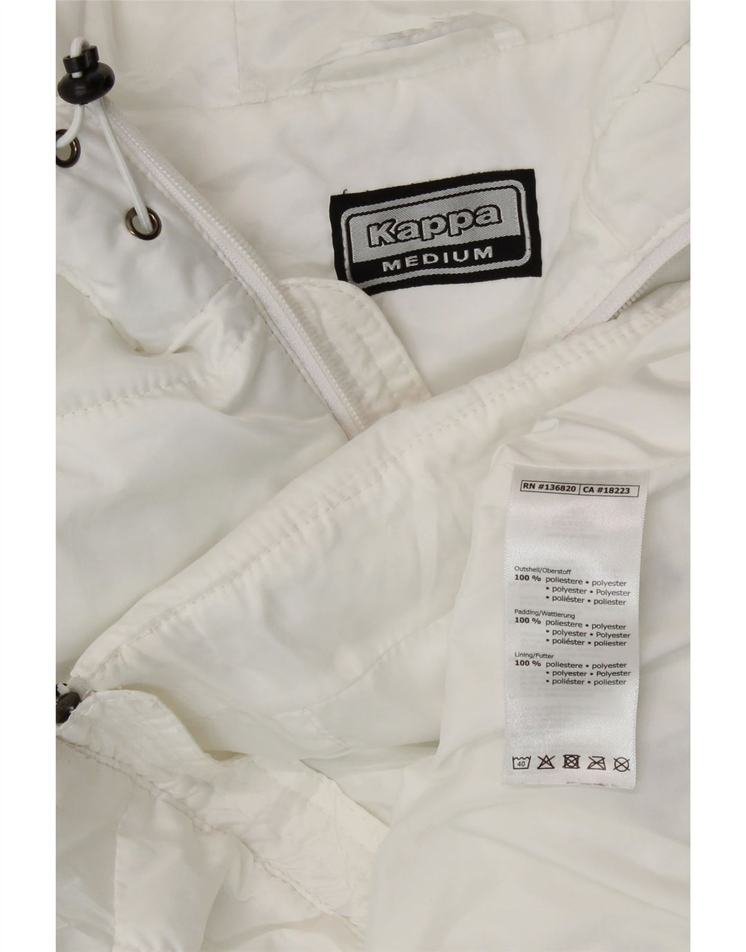 Kappa Γυναικεία κουκούλα Longline με επένδυση Gilet UK 12 μεσαίο λευκό πολυεστέρας