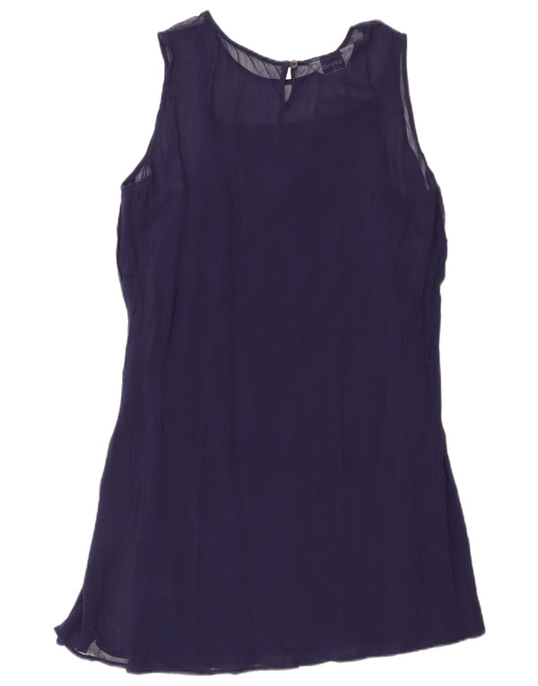 Topshop Γυναικείο Αμάνικο Φόρεμα Shift UK 12 Medium Navy Blue Viscose