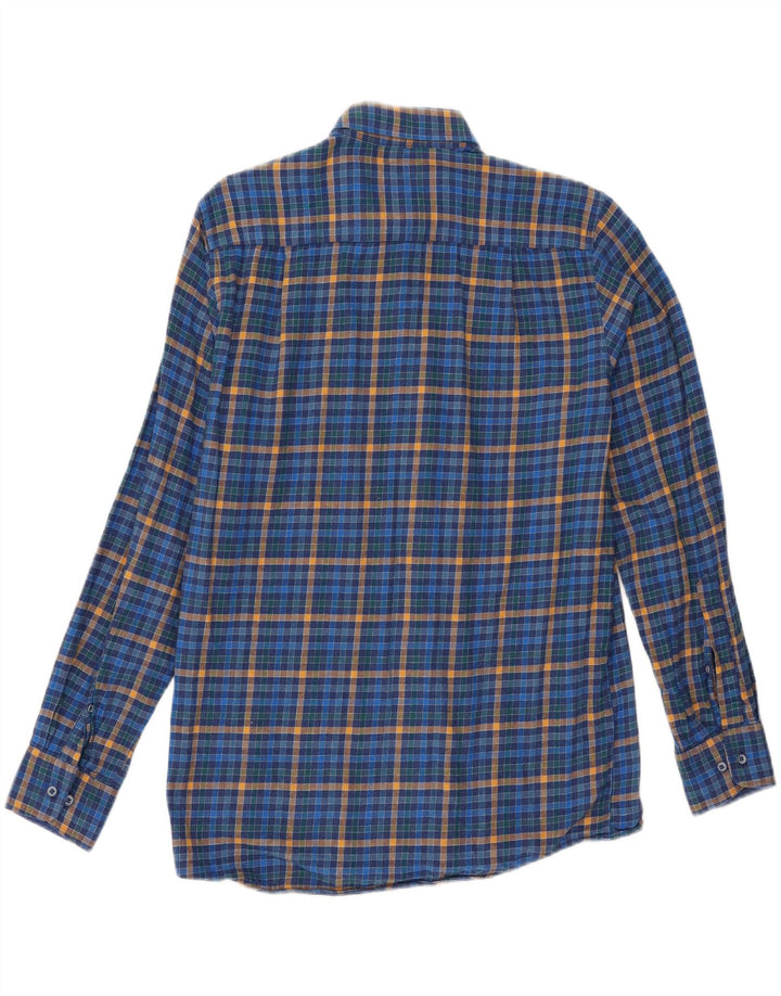 VINTAGE Mens Shirt Size 39/40 Medium Blue Check Cotton Vintage Vintage and Second-Hand Vintage from Messina Hembry 