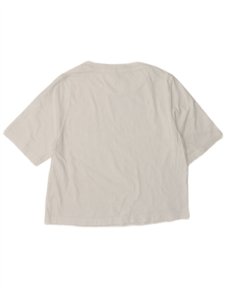 Benetton Γυναικείο T-Shirt Top UK 14 Μεσαίο λευκό βαμβακερό