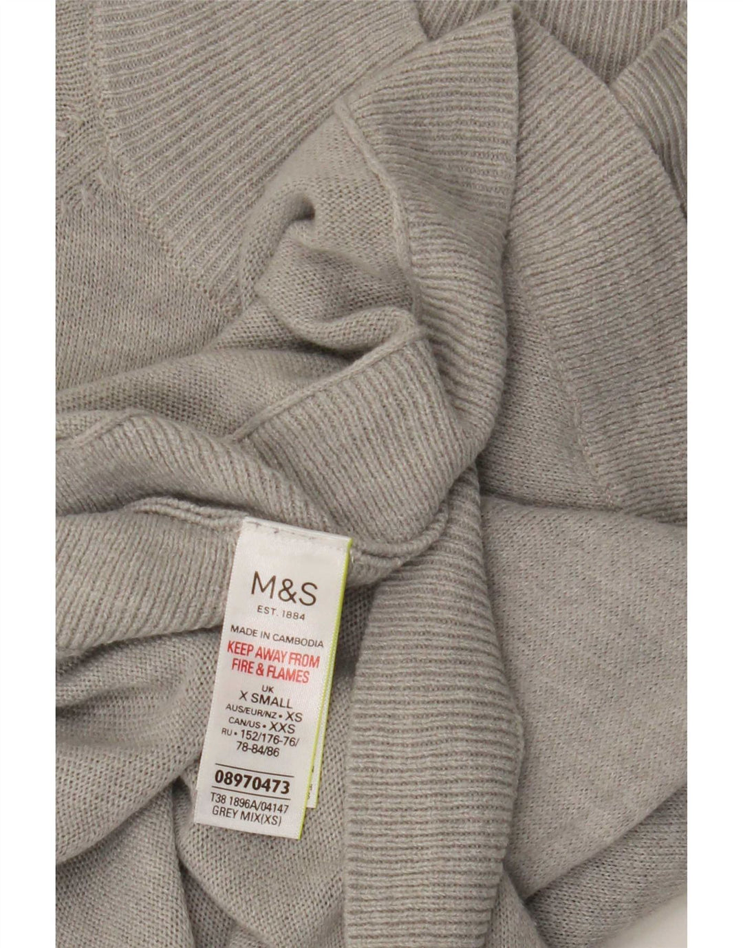 Marks & Spencer Γυναικείο πουλόβερ με λαιμό χελώνα UK 6 XS Γκρι