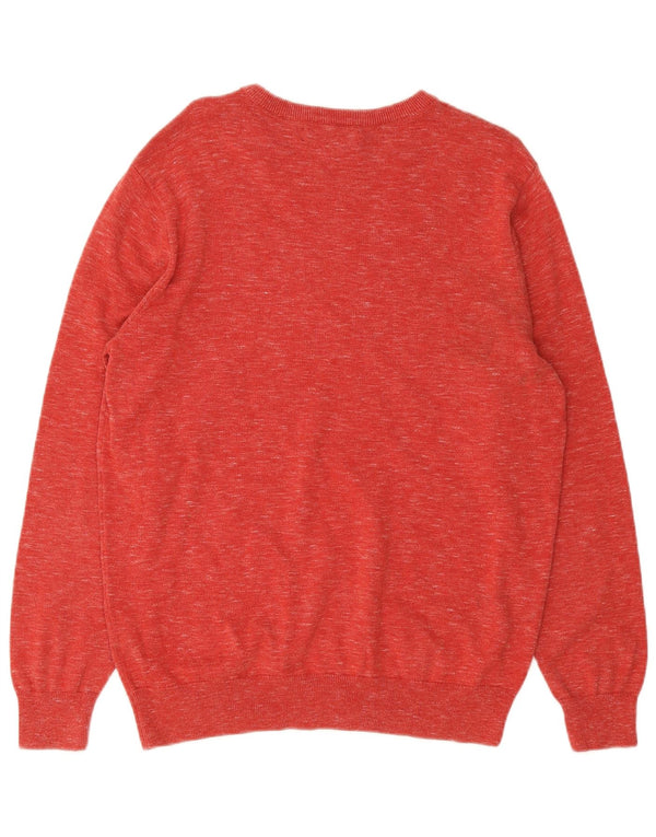 J. Crew Ανδρικό πουλόβερ με λαιμόκοψη, μεγάλο κόκκινο βαμβακερό