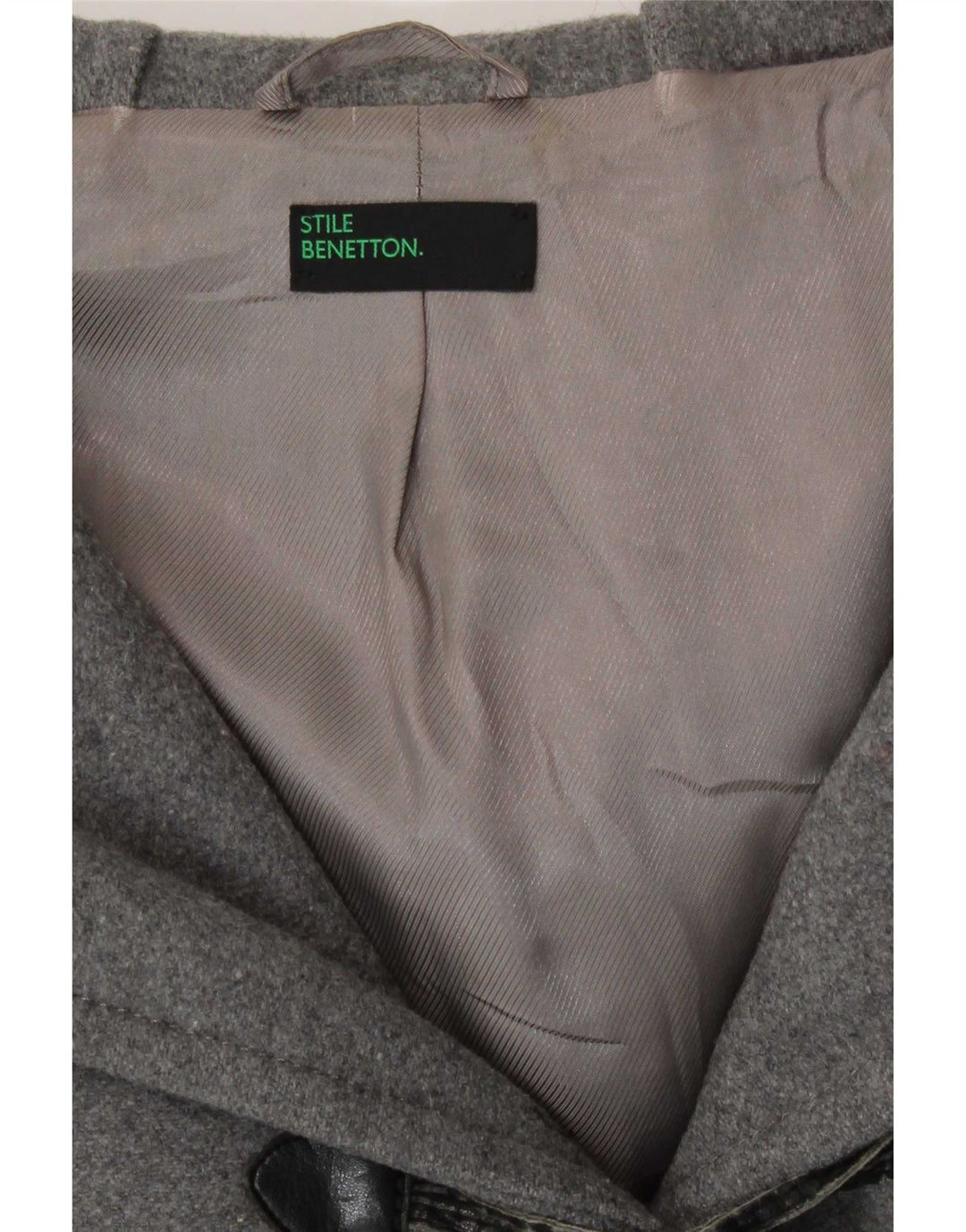 Benetton Γυναικείο παλτό Duffle με κουκούλα IT 40 Small Grey Wool