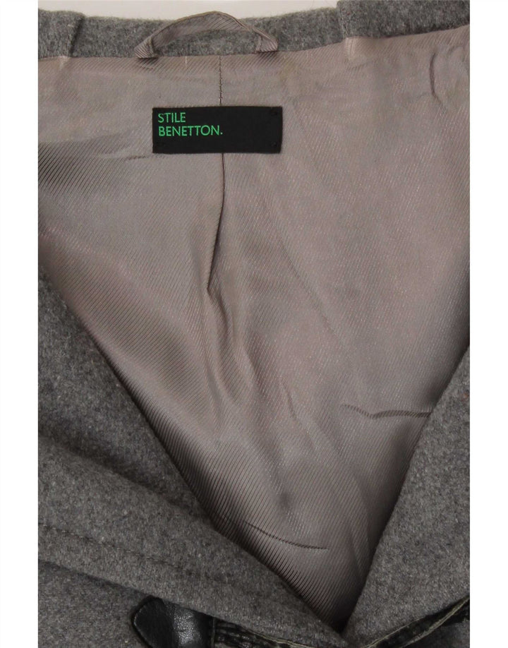 Benetton Γυναικείο παλτό Duffle με κουκούλα IT 40 Small Grey Wool