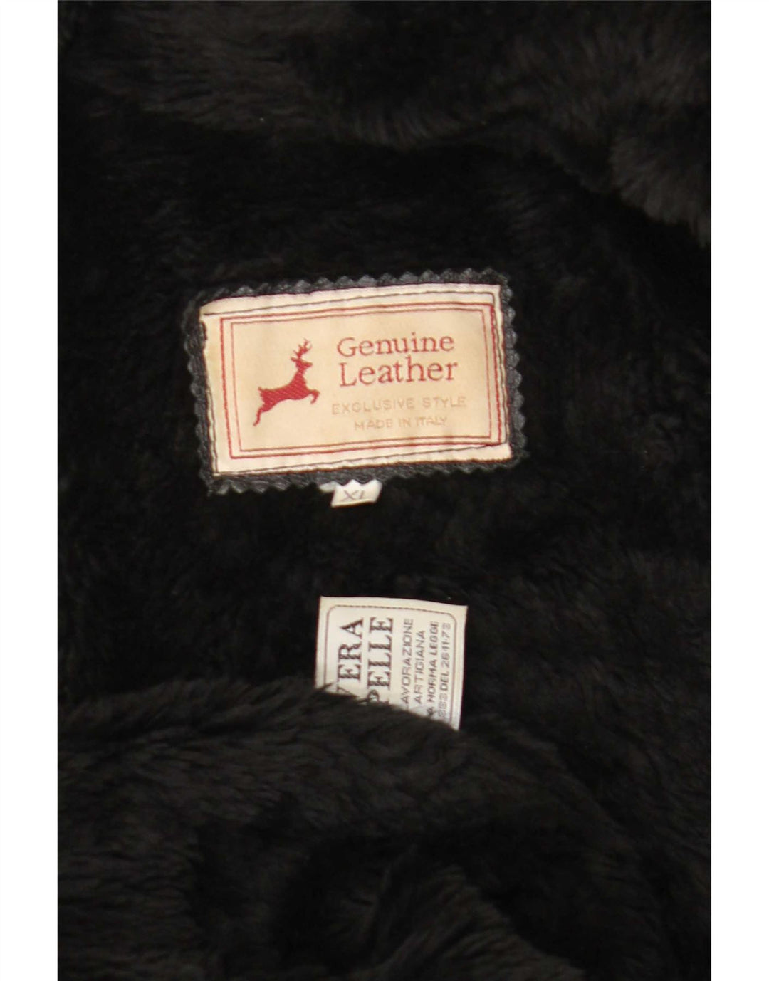 Vintage Ανδρικό Shearling Jacket UK 42 XL μαύρο δέρμα