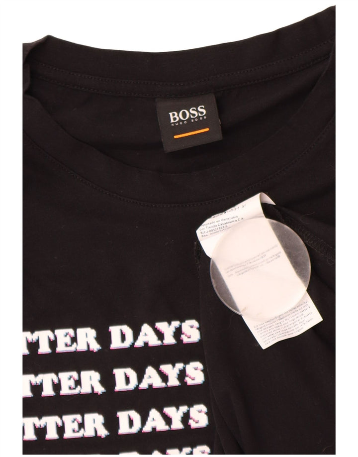 Ανδρικό γραφικό T-Shirt Hugo Boss Τοπ μεσαίο μαύρο βαμβακερό