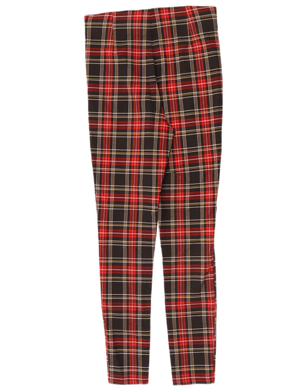 Zara Γυναικείο Skinny Casual Παντελόνι Medium W28 L28 Red Check Viscose