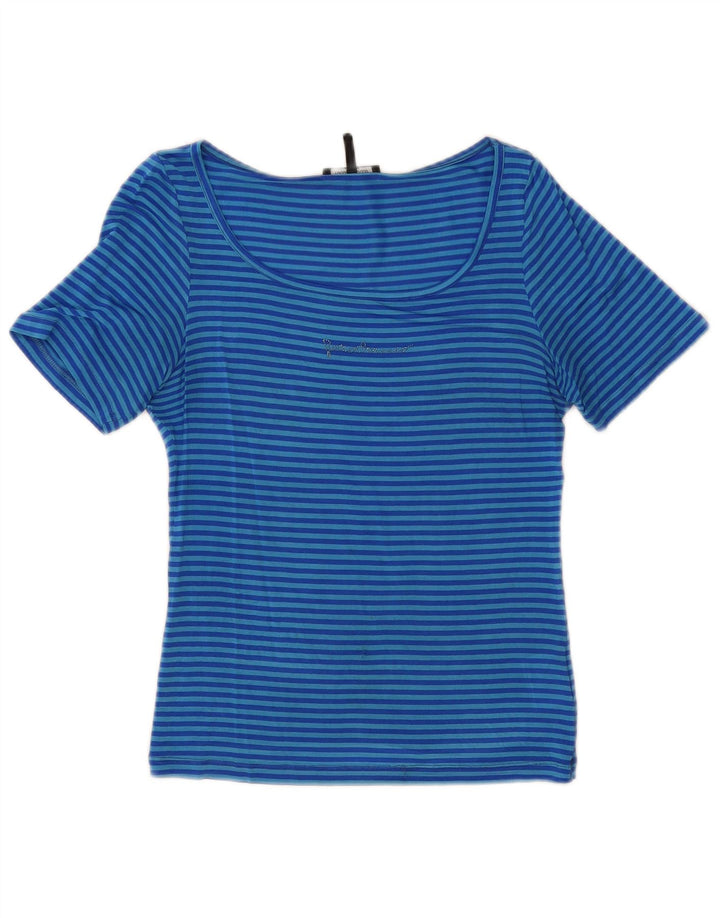 Roccobarocco Γυναικείο T-Shirt Top US 8 μεσαίου μπλε ριγέ Acetate