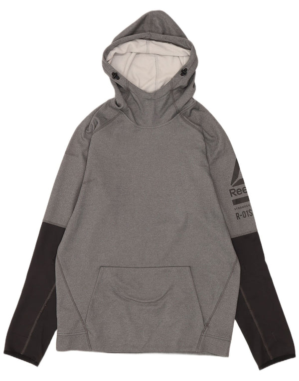 Ανδρικά γραφικά Reebok Hoodie Jumper Μεσαίου Γκρι Colorblock Πολυεστέρας Sports
